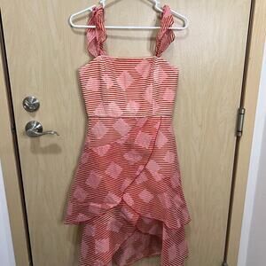 Alice + Olivia Angelita Ruffle Asymmetrical Midi Dress Pink
Square Neck A-Line